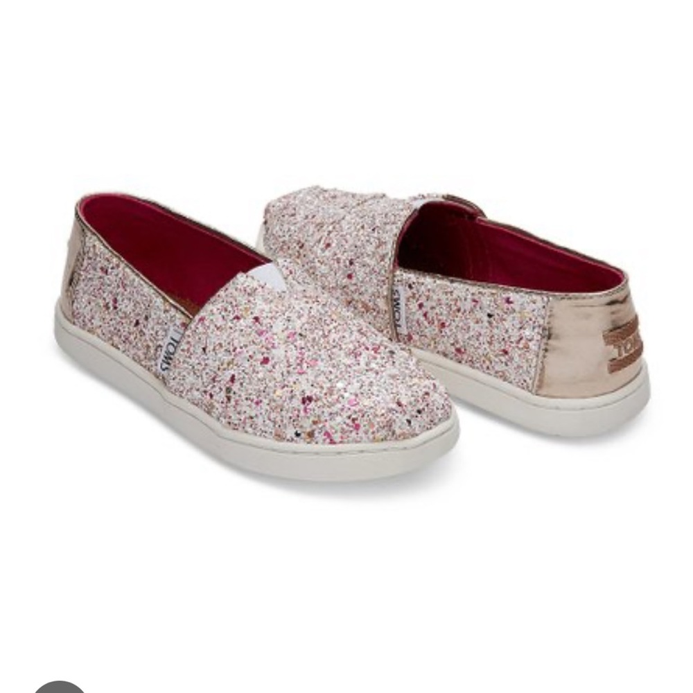 Price reduced!! Tom’s candy cane glitter party slip on shoes